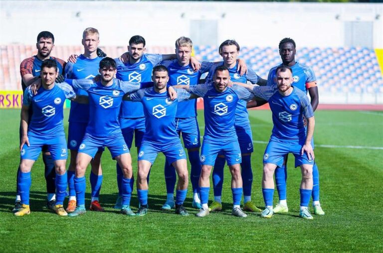 Nick Kaaijmolen playing football with Apea in Cyprus